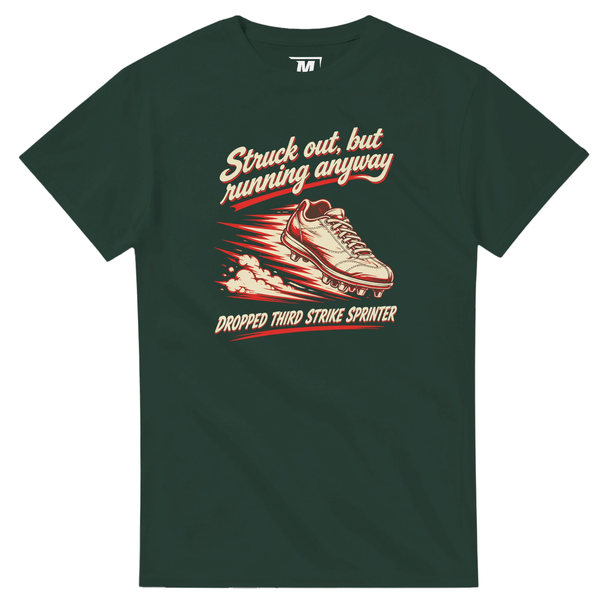 Struck out, but running anyway baseball t-shirt by Moonshot Tees, view 5