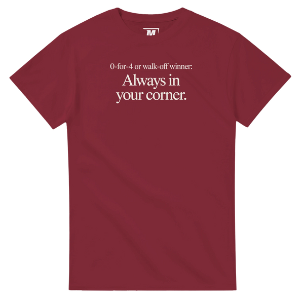 0-4 Walk-Off Winner baseball t-shirt by Moonshot Tees