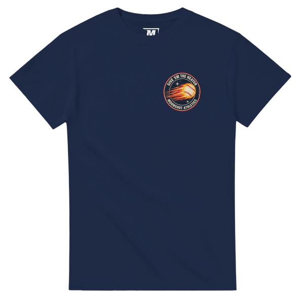 Give'em the Heater baseball t-shirt by Moonshot Tees
