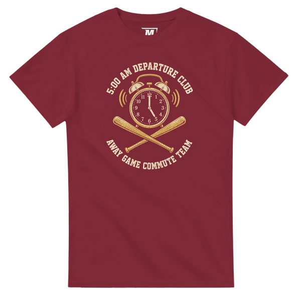 5:00 AM Departure Club baseball t-shirt by Moonshot Tees