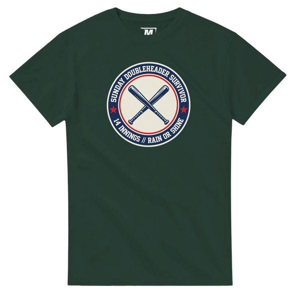Sunday Doubleheader Survivor baseball t-shirt by Moonshot Tees