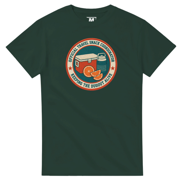 Official Travel Snack Coordinator baseball t-shirt by Moonshot Tees