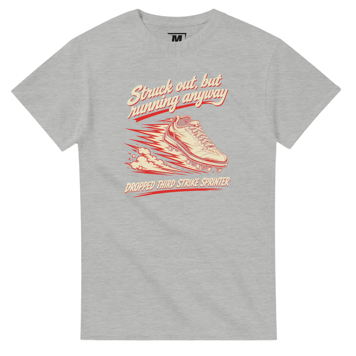 Struck out, but running anyway baseball t-shirt by Moonshot Tees, view 4