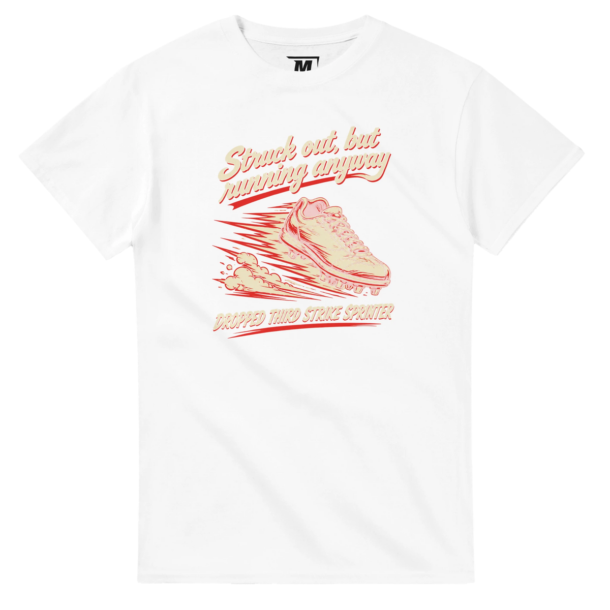 Struck out, but running anyway baseball t-shirt by Moonshot Tees, view 2
