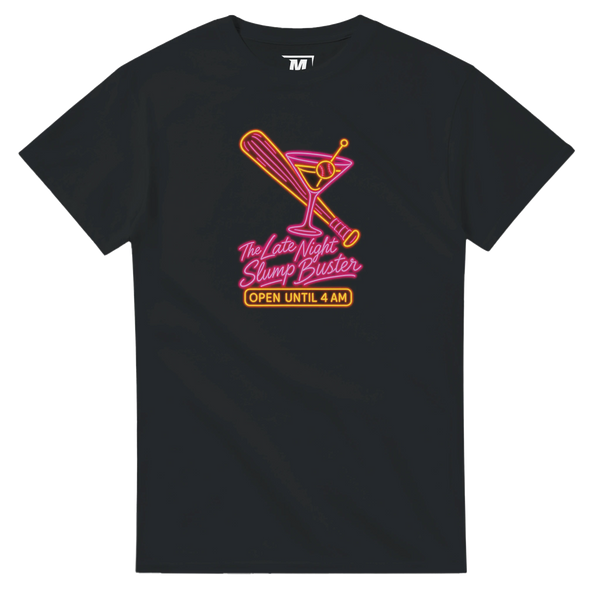 The Late Night Slump Buster baseball t-shirt by Moonshot Tees