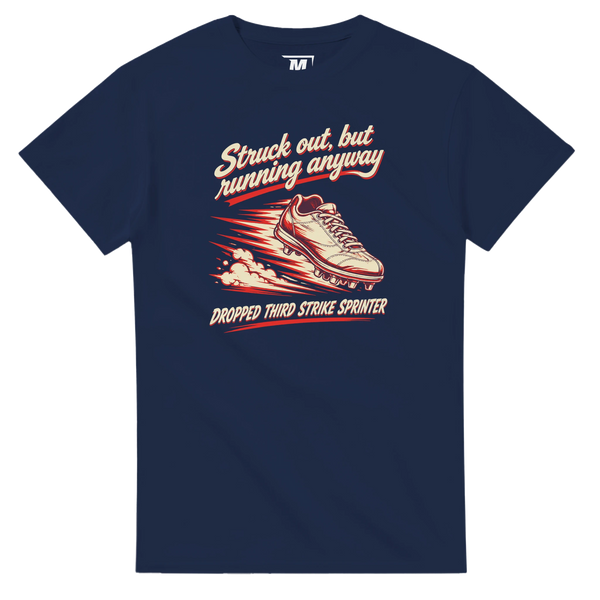Struck out, but running anyway baseball t-shirt by Moonshot Tees